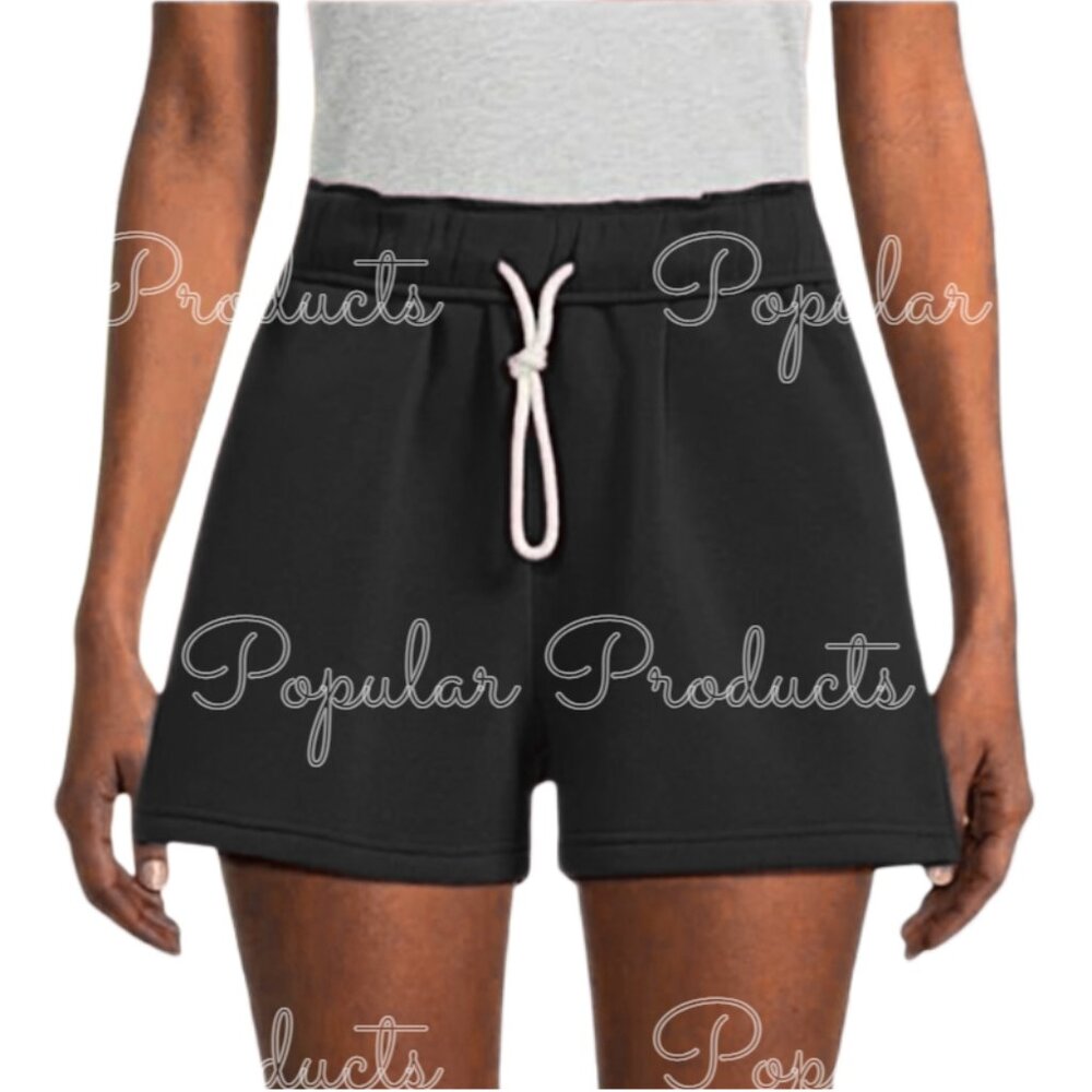 Foldover Fleece Shorts, Black